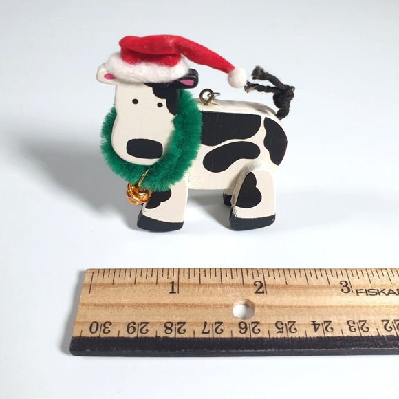 Handmade Cow Ornament Vintage Farm Tree Decoration Classic Christmas Holiday - Picture 2 of 3